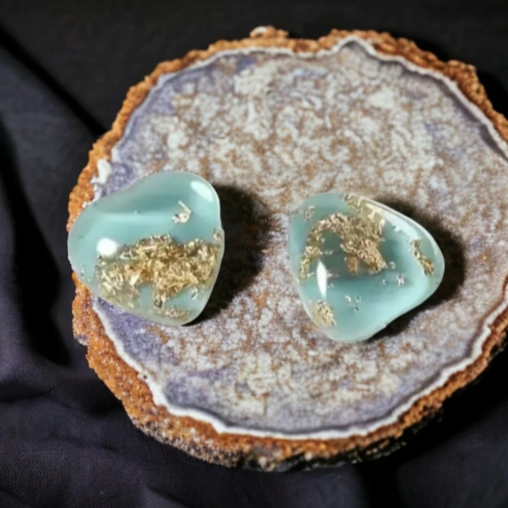 Heart gold splash earrings - Picture 6 of 6